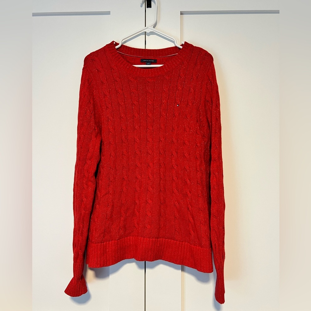 Tommy Hilfiger Women's Sparkle Red Knit Sweater